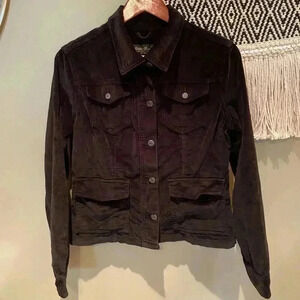 EDDIE BAUER VINTAGE VELVET BUTTON UP JACKET WOMENS BLACK